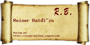 Reiser Balázs névjegykártya